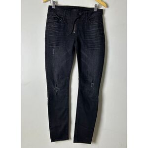 RtA Black Mid Rise Zip Fly‎ Distressed Casual Skinny Denim Jeans Women's Size 26